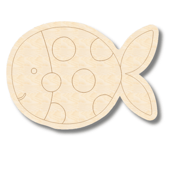 Unfinished Wood Etched Spotted Fish Shape 5" / 1/4"