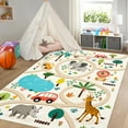 thumbnail image 4 of FairOnly Beige 8'x10'Modern Low Pile Colorful Animal Print Machine Washable Non Slip Mat for Playroom Bedroom, 4 of 6
