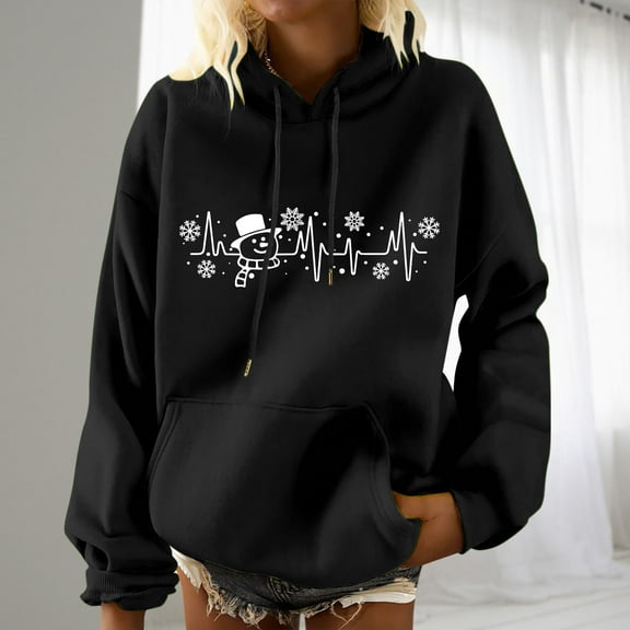Aloohaidyvio Christmas Hoodies,Womens Hooded Sweatshirts Printing Long Sleeve Pocket Pullover Shirt