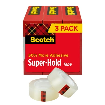 Scotch Super-Hold Tape, Clear, 3/4 in. x 800 in. per Roll, 3 Rolls
