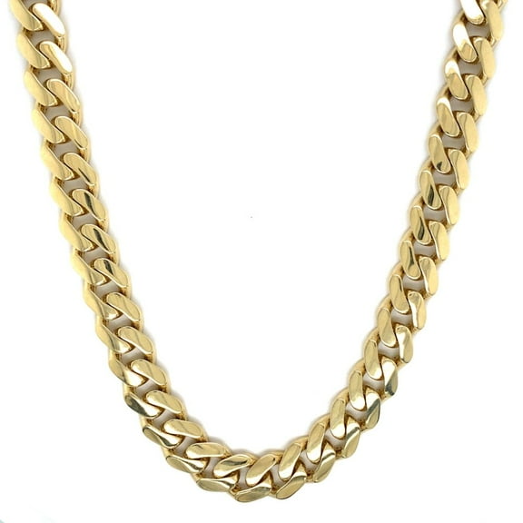 10k Cuban Link Monaco CZ Lock Hollow Chain (7, 20)