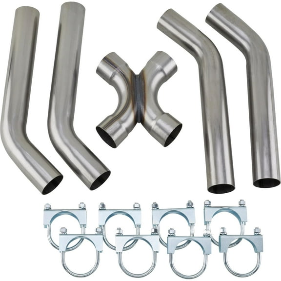 Universal Dual Exhaust Mandrel X-Pipe Balance Tube Kit, 2-1/2 Inch