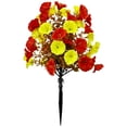 thumbnail image 2 of Artificial Fall Morning Glory Flowers With Ground Stake, Orange Red Yellow Autumn Garden Flower Decor For Yard Patio Porch Cemetery Thanksgiving, 2 of 7