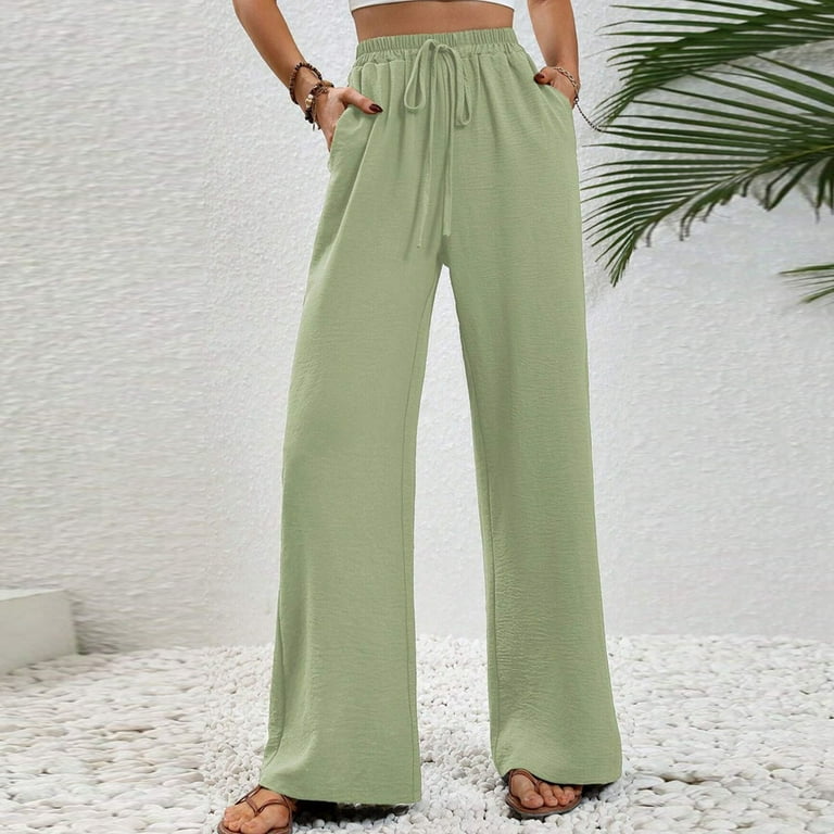 パンツ ALYSI Women Straight Pants 152163 GREEN Aloohaidyvio Wide Leg Dress Pants Women's High Waisted