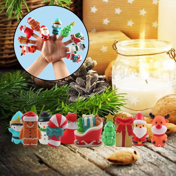 5/10 unidades de juguetes de de silicona, muñecos de cuna de Navidad, muñecos de Santa Claus, de reno para niños, 10pcs