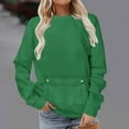 thumbnail image 2 of Miluxas Womens Casual Crew Neck Long Sleeve Sweatshirts Lightweight Solid Color Pullover Tops Green S(S), 2 of 5