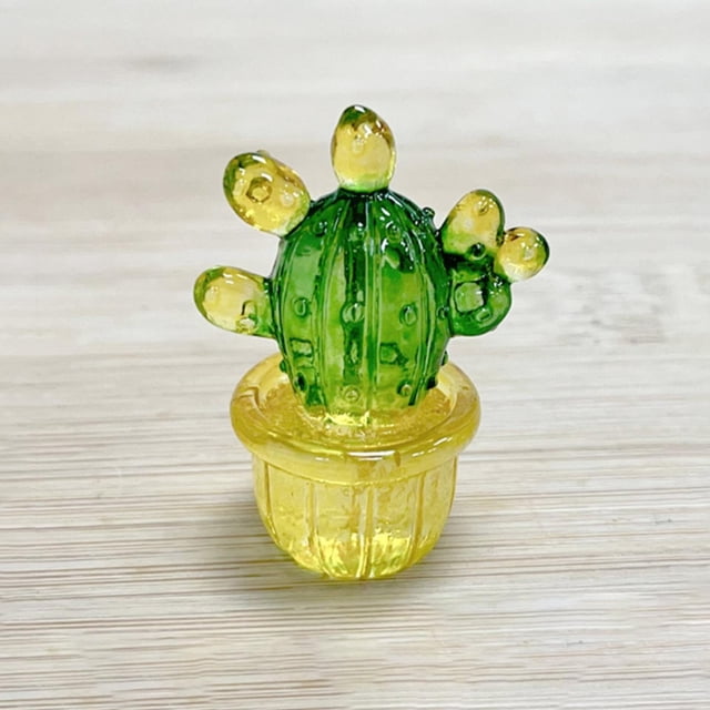 Mashaouyo Desktop Decor Cactus Car Center Console Decoration Transparent Resin Crafts Computer Home Decoration