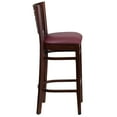 thumbnail image 4 of Flash Furniture Darby Series Slat Back Walnut Wood Restaurant Barstool - Burgundy Vinyl Seat, 4 of 6