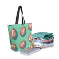 thumbnail image 2 of FORMRS Womens Canvas Tote Bag with Zipper Inner Pocket Shoulder Handbag, Brown American Footballs, 2 of 7