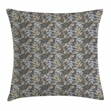 Coconut Pillow Vintage Throw Pillow Cushion Cover, Flourishing Plants with Rustic Branches Leaves Nostalgic Rural Field Art, Decorative Square Accent Pillow Case, 18 X 18 Inches, Brown Grey Coconut, by Ambesonne ()