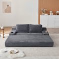 thumbnail image 5 of Leumius Futon Sofa Bed,Convertible Corduroy Boneless Couch with Cup Holders & Pocket,2-in-1 Foldable Sleeper Sofa for Living Room, Small Spaces, Bedroom, No Assembly,Gray, 5 of 10