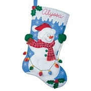 Bucilla Felt Applique Christmas Stocking Kit: Snowman with Lights