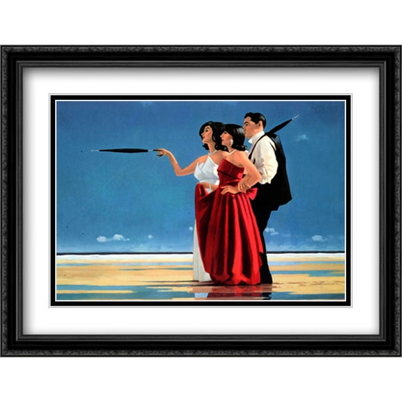 The Missing Man I 2x Matted 32x24 Large Black Ornate Framed Art Print by Jack Vettriano