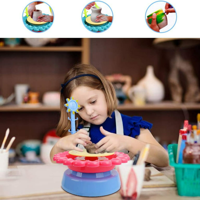 Insnug Mini Kids Pottery Wheel: Complete Painting Kit for Beginners with  Modeling Clay and Sculpting Tools, Arts & Crafts Small Banding Wheel for
