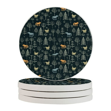 

Circular Drink Coasters Set Forest Background Beautiful Home Decor Diatomite Heat-Resistant Diatomite Protect Table Countertop