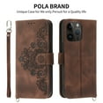 thumbnail image 3 of Dteck Flower Pattern Case For iPhone 14 Pro Max 6.7 inch,Magnetic Leather Card Slots Pocket Case Shockproof Rubber Kickstand Cover with Detachable Crossbody and Wrist Straps,Brown, 3 of 9