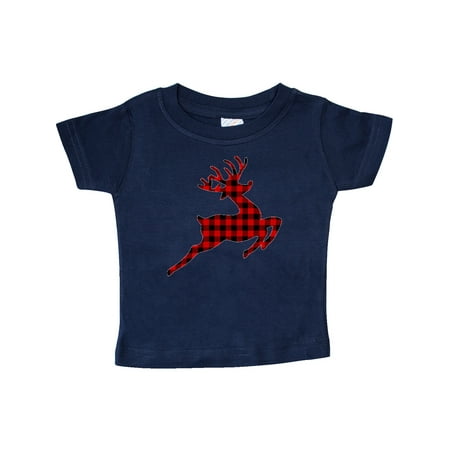 

Inktastic Plaid Christmas Reindeer Silhouette Gift Baby Boy or Baby Girl T-Shirt