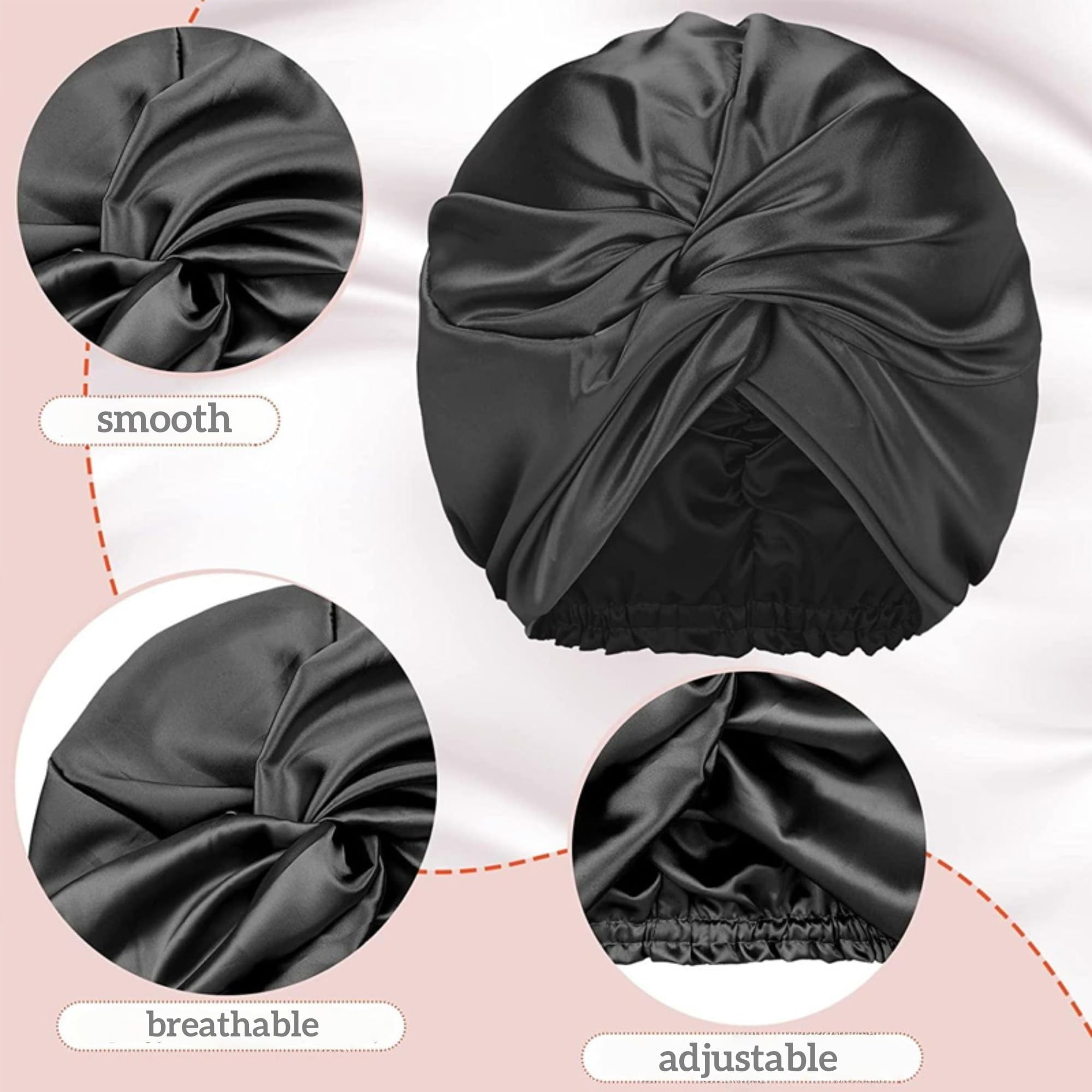100% Mulberry Silk Reversible Sleep Bonnet – 22 Momme, Double-Layer Hair Wrap & Night Cap for Women