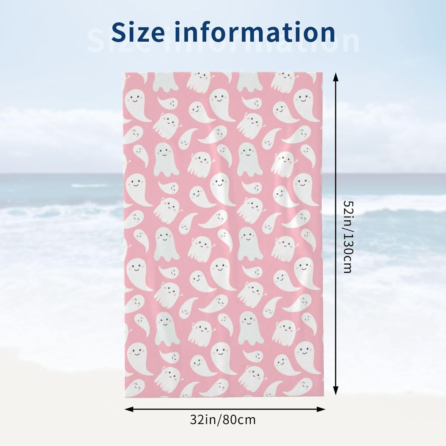 Bath Towel Cute Halloween Pink Color Beach Towels Soft Absorbent Washcloths Quick Dry Luxury Hotel Quality Towelling for Adults Kids Bathroom Spa Gym Swimming 31.5 x 51.2 Inch Oversized