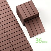 Interlock Deck Tile 12"x12" (36 Tiles/Box) - Slip-Resistant Outdoor Flooring, Patio Paver for Poolside, Backyard & Garden - Easy Snap Plastic Tiles(Gray/Brown)