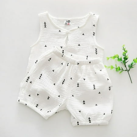 

Gyratedream Baby Girl Boy Star Sleeveless Tank Tops+Shorts Summer Pajamas Set 0-4Y