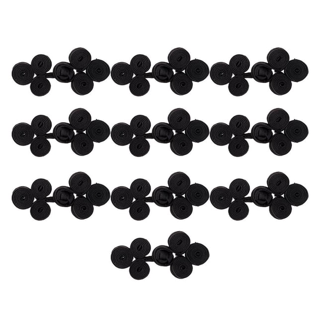 10 Piezas Botones de Nudo de Estilo Chino para Decoración de Traje y Cheongsam Negro Zulema Nudo de botón chino