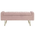 thumbnail image 2 of Ottomane de rangement moderne en velours/metal, rose blush/or, 2 of 7