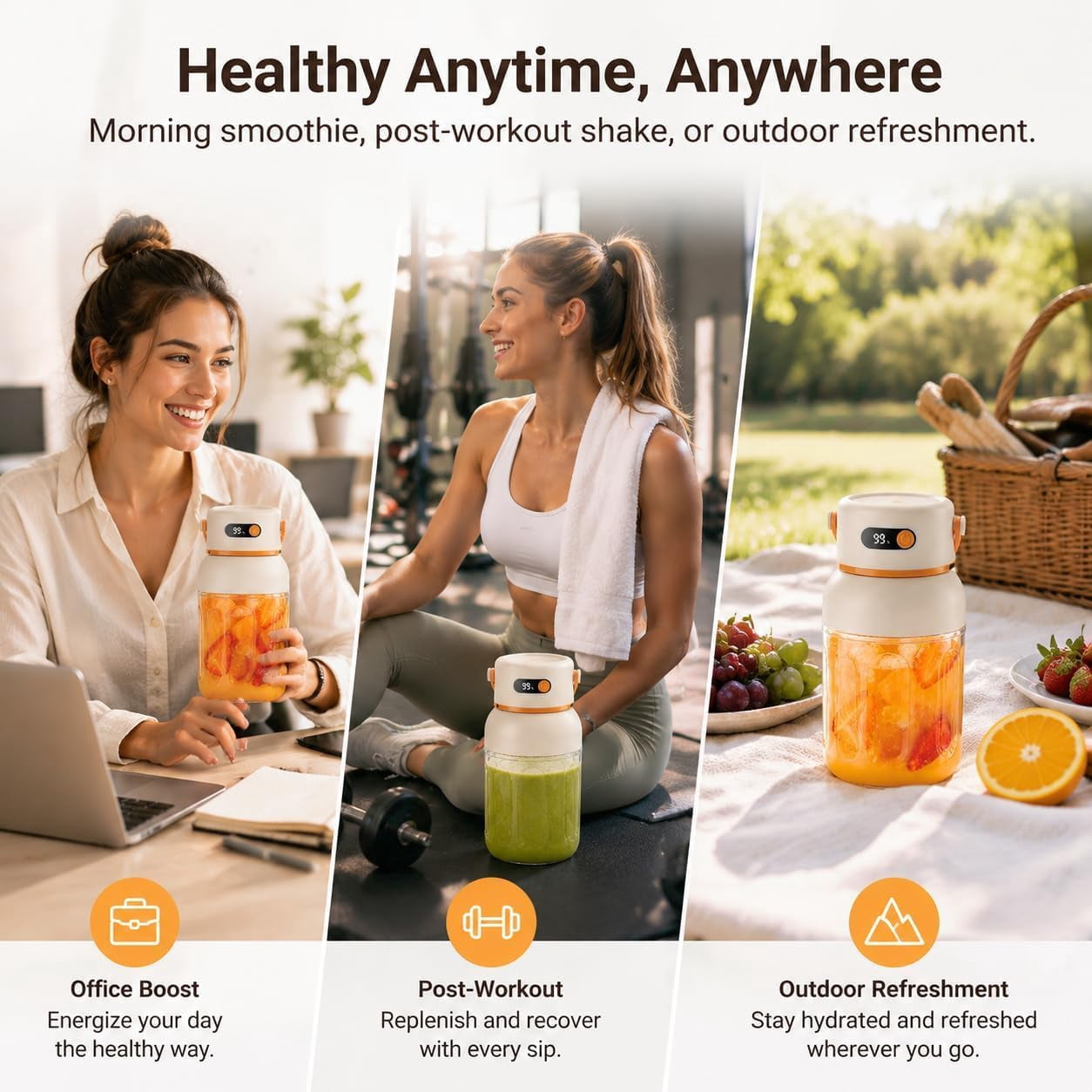 Portable Electric Juicer Cup with Zero Cord Hassle, USB-C Rechargeable Personal Blender
