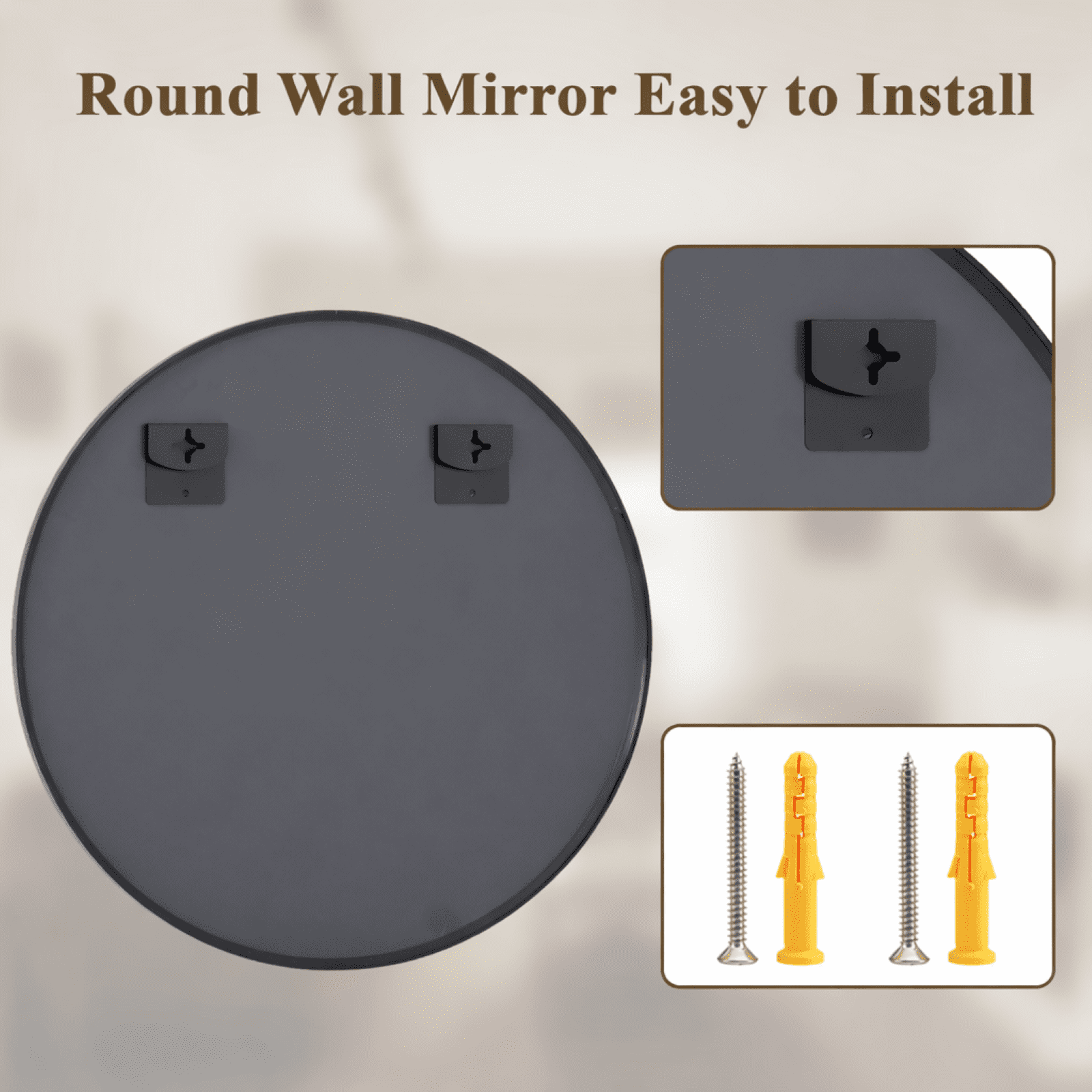 Mirstory 28" Bathroom Mirror Round Wall Mirror Vanity Mirror with Metal Frame, Black