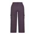 thumbnail image 6 of ClodeEU Women's Elastic Waist Capri Pants, Casual Cropped Trousers with Pockets for Summer and Everyday Wear Purple,Women's Plus M, 6 of 8