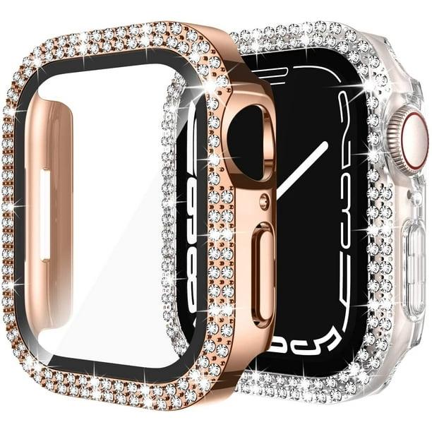 2 Pack for Apple Watch Case Series 7 41mm with Tempered Glass Screen