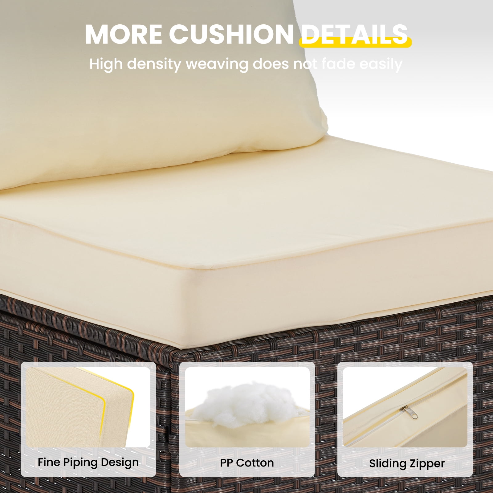 STARY Outdoor Deep Seat Cushions for Patio Furniture, 20"x20" Replacement Sectional Cushions for Outdoor Sofa, Armchair, 8 Pieces, Cream