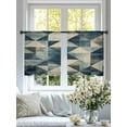 thumbnail image 4 of Abstract Line Sheer Curtains 54 Inches Long 2 Panels Beige Blue Shaped Color Block Light Filtering Semi Sheer Window Curtains Drapes for Bedroom Living Room 52"x54", 4 of 7