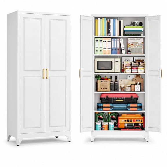 75 Inch Tall Storage Cabinet with Doors and Shelves, Kitchen Pantry Cabinet for Organization