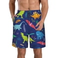 thumbnail image 2 of Uemuo Dinosaurs Pattern Men's Swim Trunks Hawaiian Beach Bathing Suit Swimsuits Beach Quick-Dry Shorts with Pockets-XX-Large, 2 of 9
