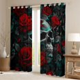 thumbnail image 3 of Homewish Anniversary Red Rose Black Out Curtains, Skeleton Skull Curtains Pack of 2 (42x63 Each), Gothic Romantic Theme Bedroom Curtains, Blackout Curtains Room Decor, 3 of 7