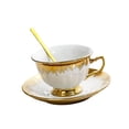 thumbnail image 3 of Juego de Taza y platillo de té de cerámica, juego de tazas de té de , estilo elegante esmaltado, taza de café expreso delicada y hermosa, taza Blanco Macarena taza de café platillo, 3 of 8