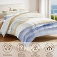 thumbnail image 3 of Ocean Blue and Beige Pastel King Size Comforter Set – 3 Piece King Comforter Set - Soft Microfiber All Season Comforter Set by Conrad’s Limited Collections, 3 of 5