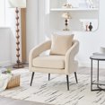 thumbnail image 2 of Modern Upholstered Velvet Open Back Accent Chair Barrel Dining Chair with Metal Legs, Cozy Round Sofa Leisure Lounge Club Armchair for Living Room, 2 of 10