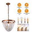 thumbnail image 6 of 3-light Chandelier Farmhouse Wood Beaded Moder Light Boho Pendant Ceiling Lamp Fixture, 6 of 9