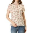 thumbnail image 1 of INSPIRAR CHIC Blusa Elegante de Manga Flutter con Cuello en V y Estampado Floral para Mujeres en Beige y Rosa Talla S, 1 of 5