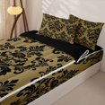 thumbnail image 3 of jejeloiu Spooky Skull Zipper Full Size Comforter Sets with Fitted Sheet and 2 Pillowcases,Damask Pattern Zipper Bedding Set For Adults,Gold Black,Black Reversible,4 Pieces, 3 of 7