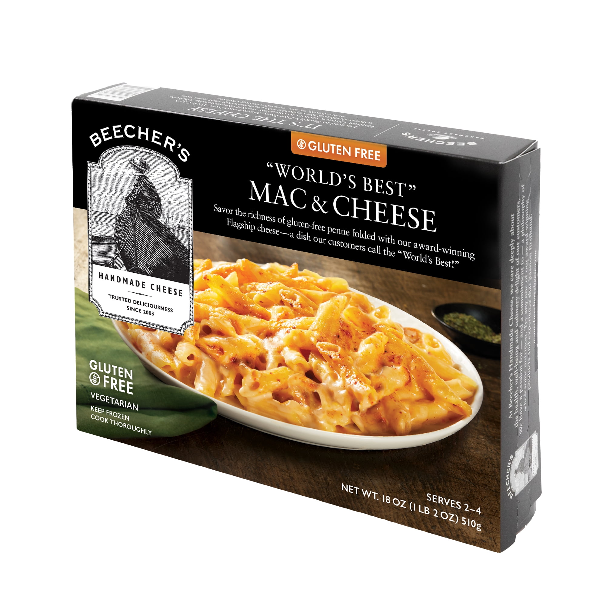 Beecher's Gluten Free "World's Best" Mac & Cheese, 18 oz. (Frozen, Microwave/Oven Safe Tray)