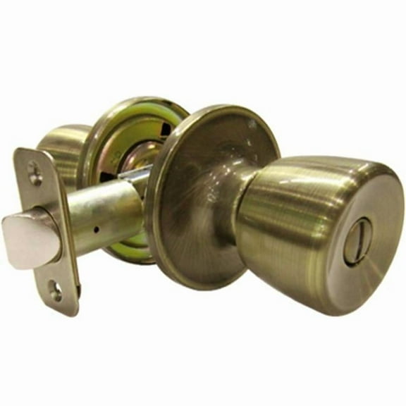 Tru-Guard Medium Tulip Style Knob Privacy Lockset - Antique Brass