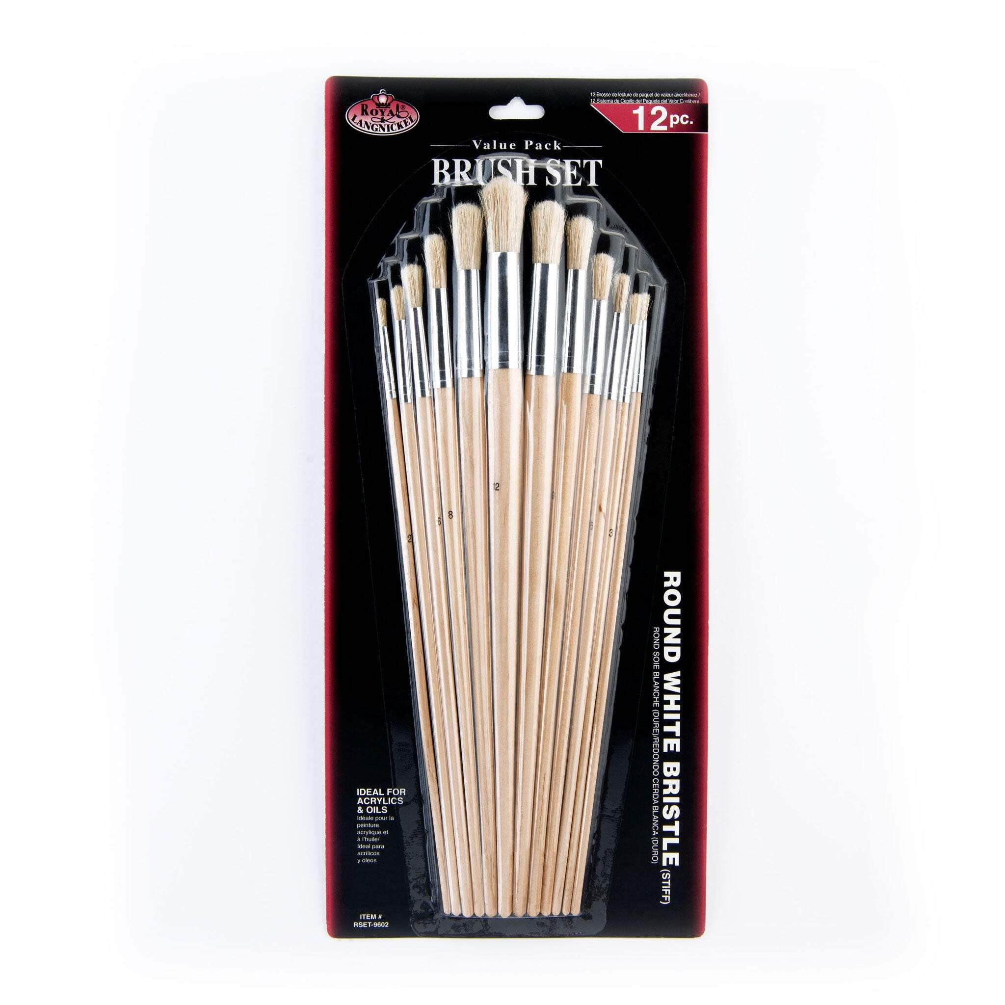 Royal & Langnickel Jumbo Size 50 Flat Brush - Stiff White Taklon For Acrylics