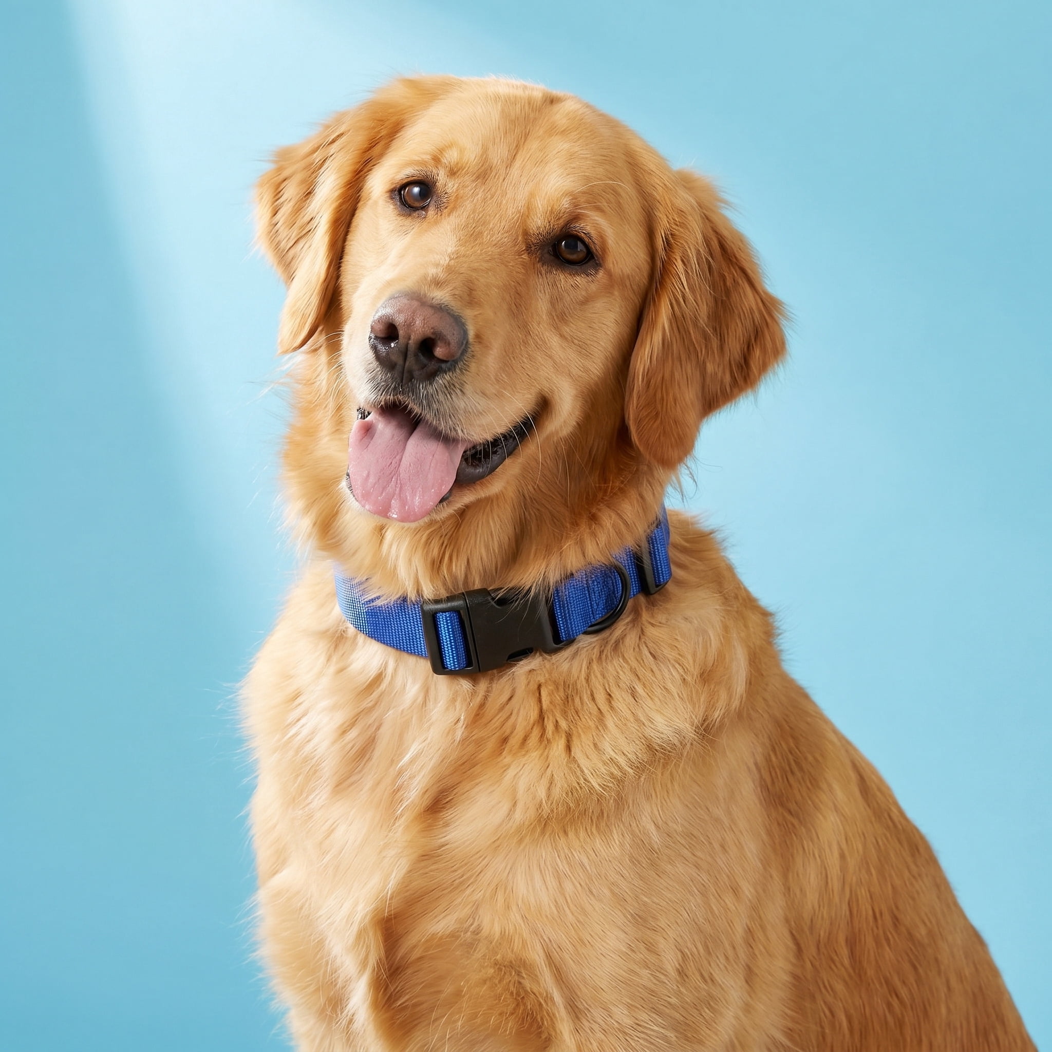 Vibrant Life Solid Polyester Adjustable Dog Collar, Blue, L