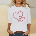 thumbnail image 1 of Ailaofu T-Shirts de la Saint-Valentin à Manches 3/4 Col Rond pour Femmes avec Imprimé Cœur Graphique, 1 of 5