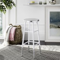 SAFAVIEH Kenzie Iron Silver Dipped 30" Barstool, White