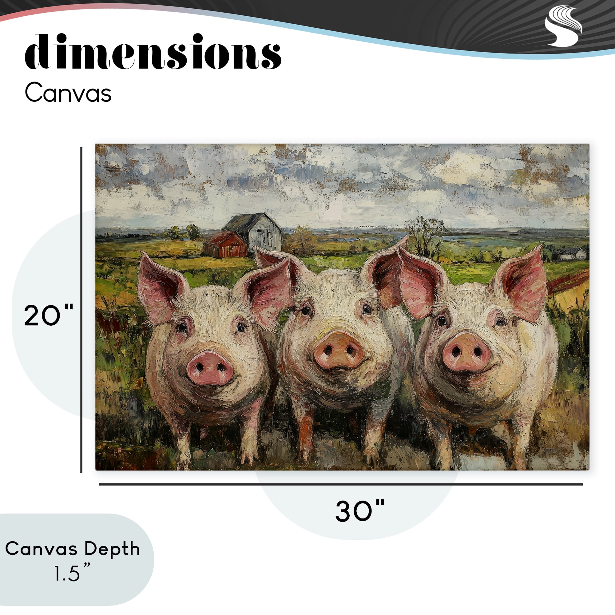 Stupell Industries Classic Barnyard Pigs in Countryside Canvas Wall Art, design by Petal Prints Design