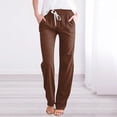 thumbnail image 2 of Women's Spring & Summer Solid Color Lace - Up Pocket Loose Wide - Legged Cropped Casual Pants - Polyester, Comfortable for Daily Wear, 2 of 4